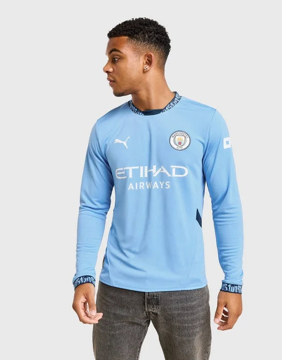 Camisa Manchester City Home manga longa 24/25 Puma - Versão torcedor lançamento