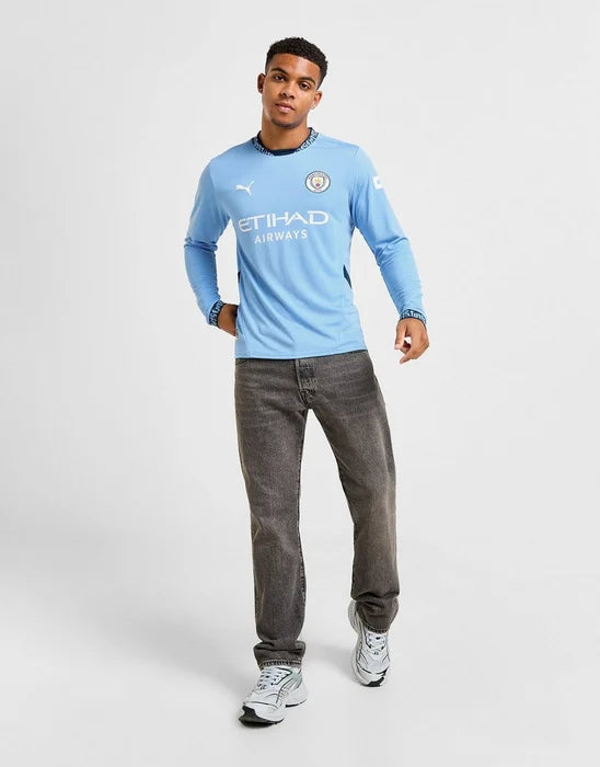 Camisa Manchester City Home manga longa 24/25 Puma - Versão torcedor lançamento