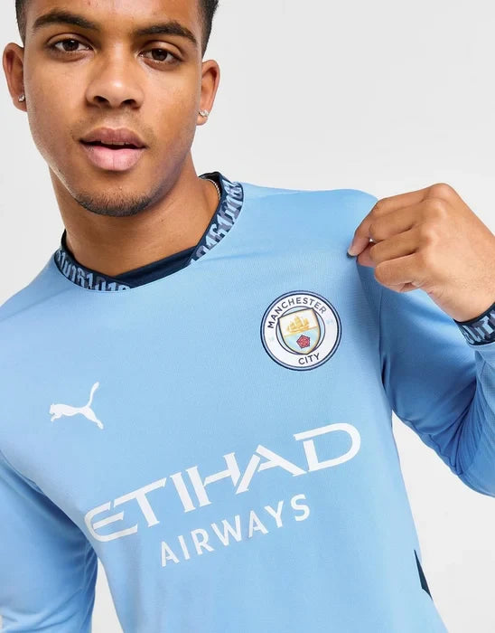 Camisa Manchester City Home manga longa 24/25 Puma - Versão torcedor lançamento