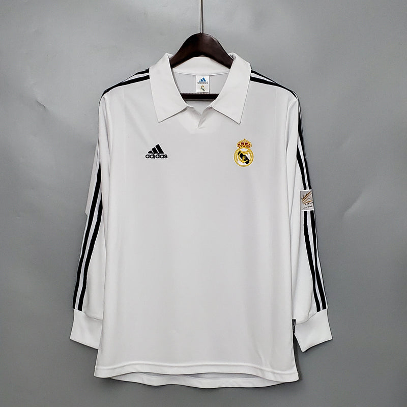 Camisa Real Madrid Titular 2002 - Versão Retro Manga Comprida - My Store