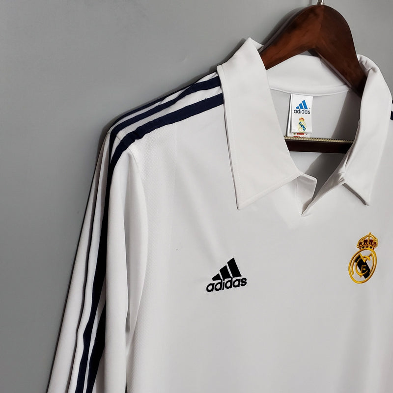 Camisa Real Madrid Titular 2002 - Versão Retro Manga Comprida - My Store