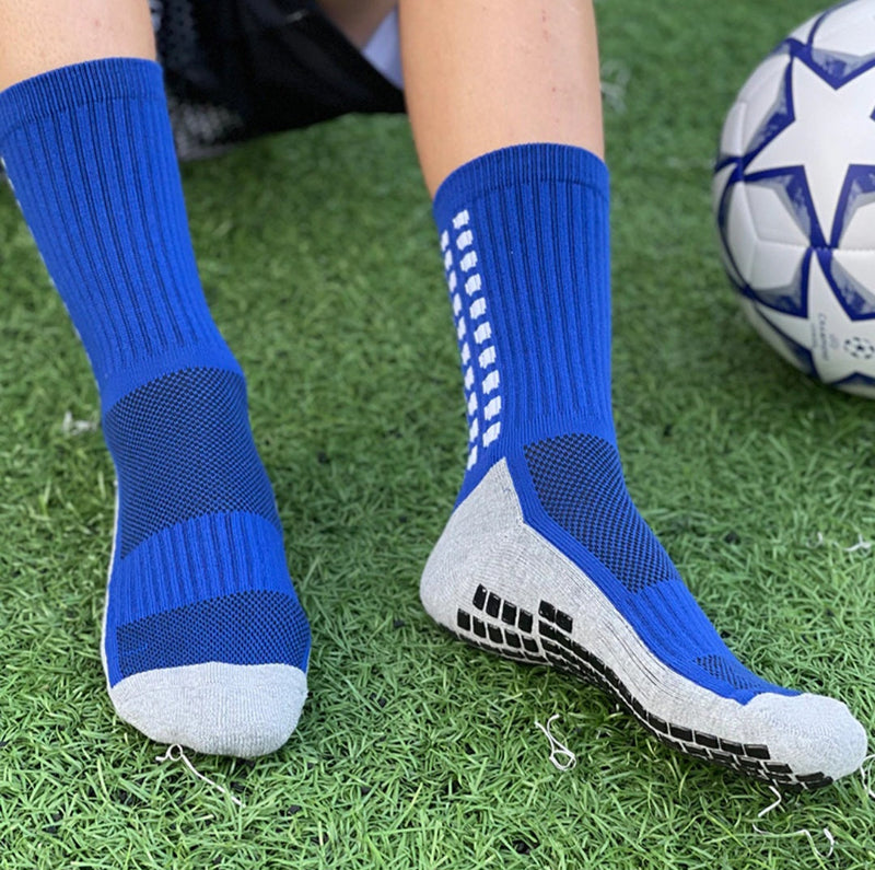 Meias Futebol
Antiderrapante Cano
Baixo - Azul com detalhes
em branco, preto e cinza